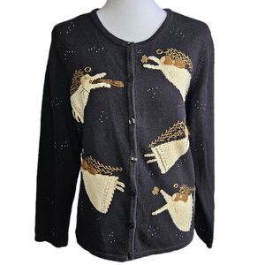 Vintage Carrol Reed Angel Cardigan Women's Medium Art To Wear Eclectic Holiday